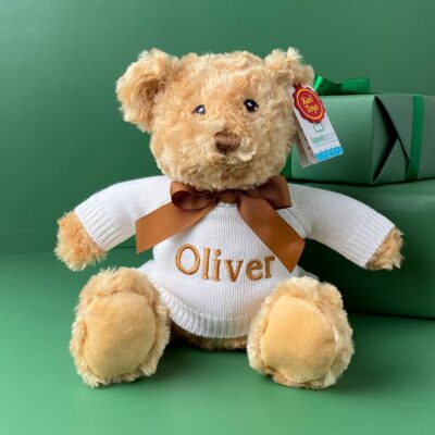 Personalised Keeleco recycled medium Dougie bear soft toy Baby Shower Gifts