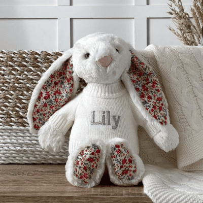 Personalised Jellycat cream blossom bunny soft toy Christening Gifts