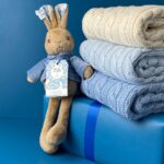 Toffee Moon personalised luxury cable baby blanket and Signature Collection Peter Rabbit soft toy Baby Gift Sets 4