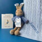 Toffee Moon personalised luxury cable baby blanket and Signature Collection Peter Rabbit soft toy Baby Gift Sets 5