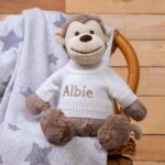 Personalised Jellycat beige bashful monkey soft toy Birthday Gifts 3