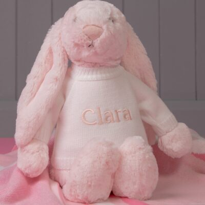 Personalised Jellycat large pale pink bashful bunny soft toy Baby Shower Gifts 2