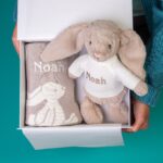 Personalised Jellycat beige bashful bunny and baby blanket gift set Baby Gift Sets 3