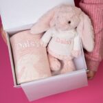Personalised Jellycat pink bashful bunny and baby blanket gift set Baby Gift Sets 3