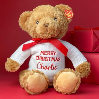 Personalised ‘My First Christmas’ keeleco recycled large teddy bear soft toy Christmas Gifts 3