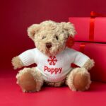 Personalised Keel sherwood medium teddy bear soft toy with ‘Snowflake’ jumper Christmas Gifts 3