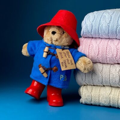 Toffee Moon personalised luxury cable baby blanket and Paddington Bear toy Character Soft Toy & Personalised Blanket Gift Sets 2