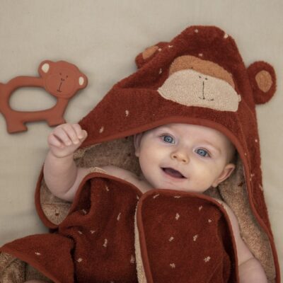 Personalised Trixie Monkey hooded baby towel Bath Time 2