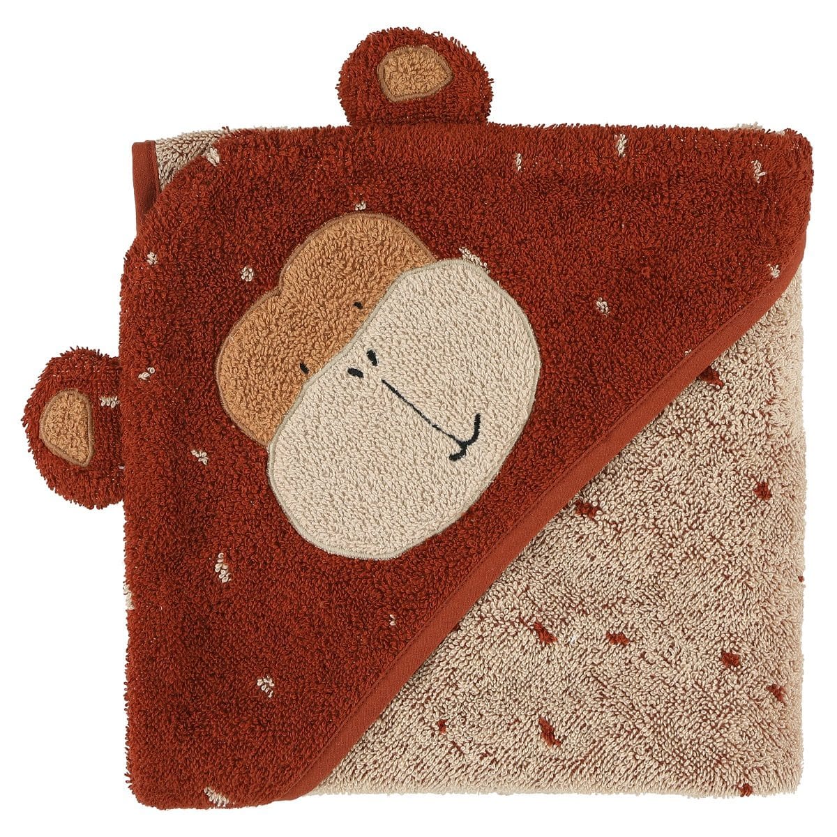 Personalised Trixie Monkey hooded baby towel Bath Time 2