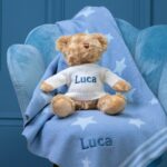 Ziggle personalised blue stars baby blanket and Keel dougie bear gift set Birthday Gifts 4