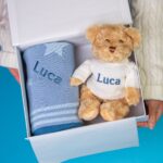Ziggle personalised blue stars baby blanket and Keel dougie bear gift set Baby Gift Sets 3