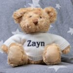 Ziggle personalised grey stars baby blanket and Keel dougie bear gift set Baby Gift Sets 5