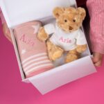 Ziggle personalised pink stars baby blanket and Keel dougie bear gift set Baby Gift Sets 3
