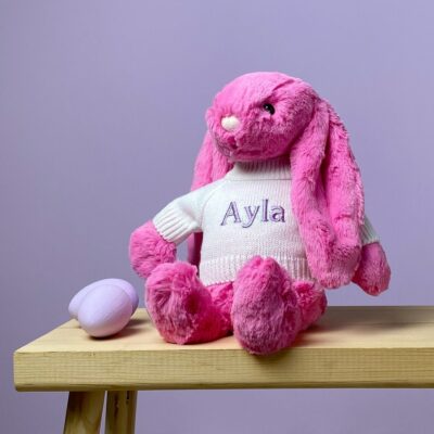 Personalised Jellycat hot pink bashful bunny soft toy Easter Gifts