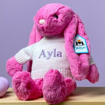Personalised Jellycat hot pink bashful bunny soft toy Easter Gifts 2