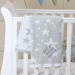 Personalised Walton & Co grey stars cotton baby blanket with corner embroidery Baby Shower Gifts 3