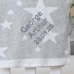 Personalised Walton & Co grey stars cotton baby blanket with corner embroidery Baby Shower Gifts 4