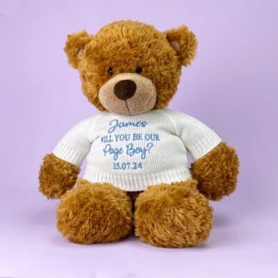 Personalised page boy Aurora brown bonnie bear large teddy Wedding Gifts