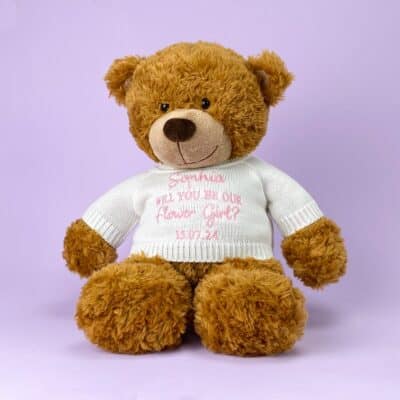 Personalised flower girl Aurora brown bonnie bear large teddy Wedding Gifts