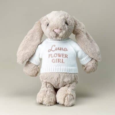 Flower girl or page boy personalised Jellycat medium bashful bunny soft toy Wedding Gifts 3
