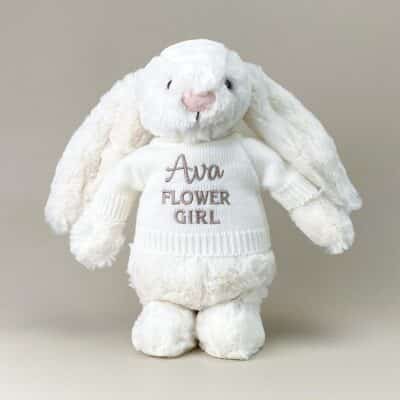 Flower girl or page boy personalised Jellycat medium bashful bunny soft toy Wedding Gifts