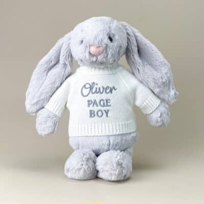 Flower girl or page boy personalised Jellycat medium bashful bunny soft toy Wedding Gifts 3