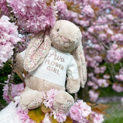 Flower girl personalised Jellycat medium beige blossom bunny soft toy Wedding Gifts