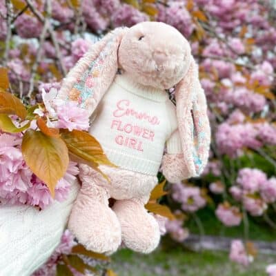 Flower girl personalised Jellycat medium blush pink blossom bunny soft toy Wedding Gifts