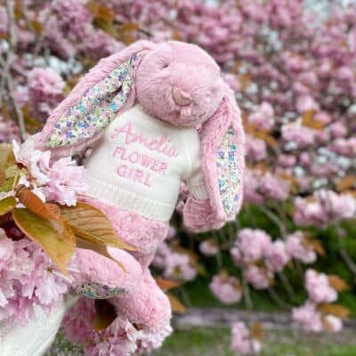 Flower girl personalised Jellycat medium tulip pink blossom bunny soft toy Wedding Gifts