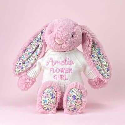 Flower girl personalised Jellycat medium tulip pink blossom bunny soft toy Wedding Gifts 3