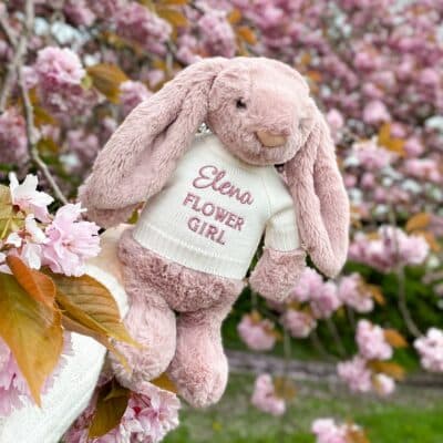 Flower girl personalised Jellycat medium bashful luxe bunny rosa Personalised Bunnies