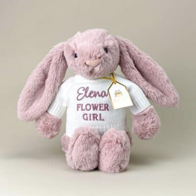 Flower girl personalised Jellycat medium bashful luxe bunny rosa Personalised Bunnies 2