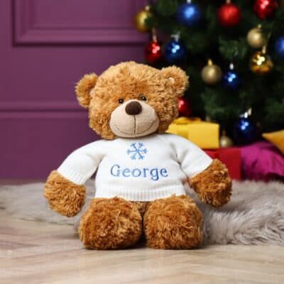 Personalised Aurora bonnie large teddy bear with snowflake jumper Christmas Gifts 3