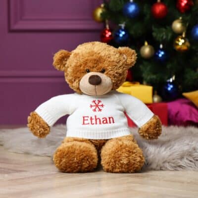 Personalised Aurora bonnie large teddy bear with snowflake jumper Christmas Gifts