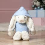 Personalised Jellycat medium cream or silver bashful bunny soft toy with pastel hoodie Baby Shower Gifts 3