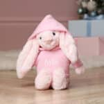 Personalised Jellycat medium pink or blue bashful bunny soft toy with pastel hoodie Baby Shower Gifts 5