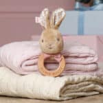 Flopsy Bunny signature collection personalised baby comfort blanket and wooden rattle gift set Birthday Gifts 6