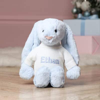 Personalised Jellycat pale blue bashful bunny soft toy Christmas Gifts