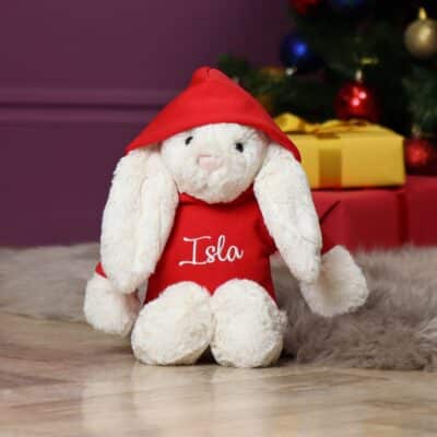 Personalised Jellycat medium bashful bunny soft toy with hoodie Personalised Soft Toys
