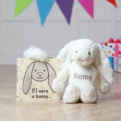 Personalised Jellycat cream bashful bunny and If I were a bunny book Birthday Gifts 2