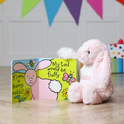 Personalised Jellycat pale pink bashful bunny and If I were a rabbit book Birthday Gifts 3