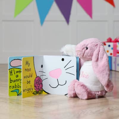 Personalised Jellycat tulip pink bashful bunny and If I were a rabbit book Birthday Gifts 2