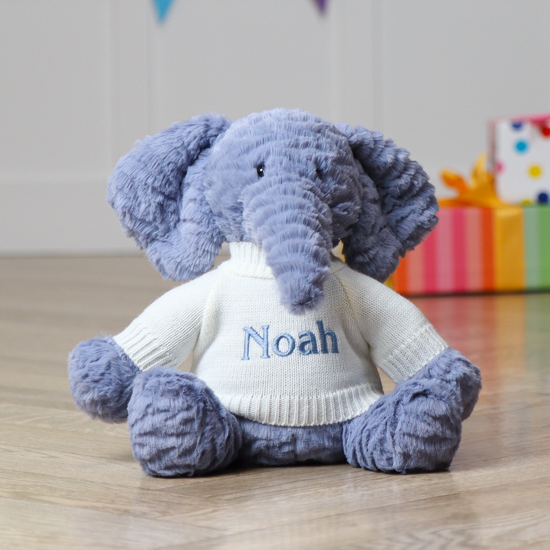 Personalised Jellycat fuddlewuddle elephant soft toy That s mine