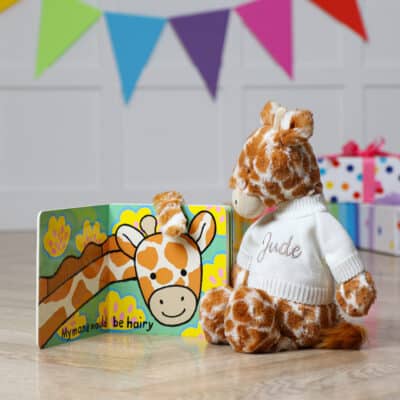 Personalised Jellycat bashful giraffe and If I were a giraffe book Birthday Gifts 3