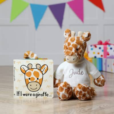 Personalised Jellycat bashful giraffe and If I were a giraffe book Birthday Gifts 2