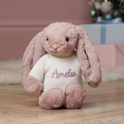 Personalised Jellycat medium bashful luxe rosa bunny Christmas Gifts
