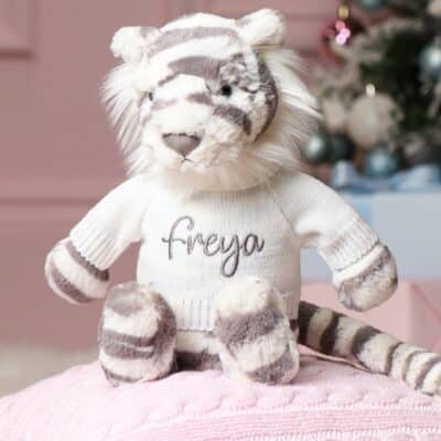 Personalised Jellycat bashful snow tiger soft toy Personalised Soft Toys