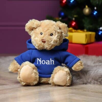 Personalised Keeleco recycled medium Dougie bear with hoodie Personalised Soft Toys