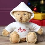 Personalised Keeleco recycled medium Dougie bear with hoodie Birthday Gifts 6