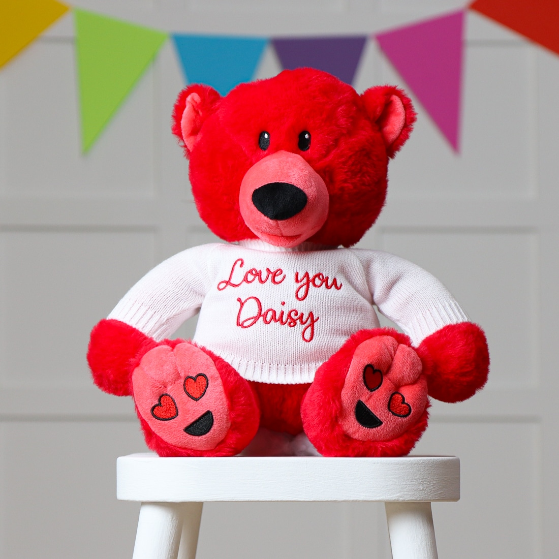 Love you Daisy teddy bear with love emoji on feet